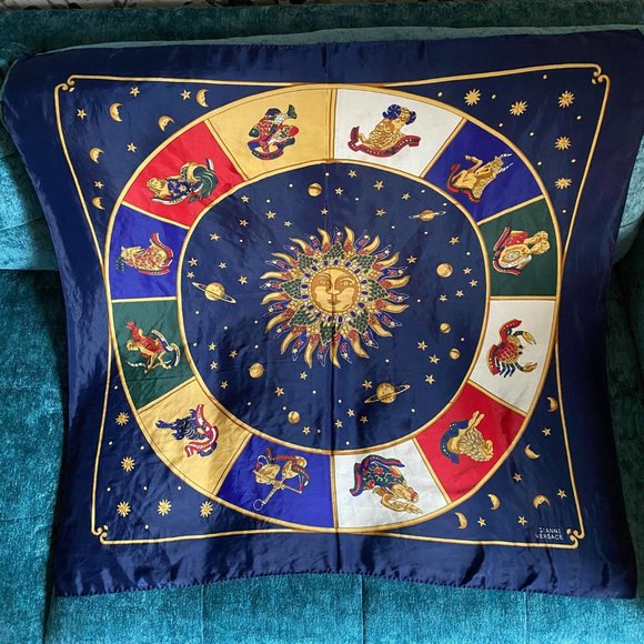 Vintage Gianni Versace Silk Zodiac Scarf - Main Image
